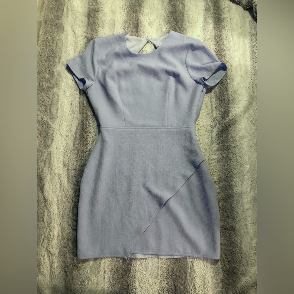 Superdown baby blue open back mini dress, faux wrap dress